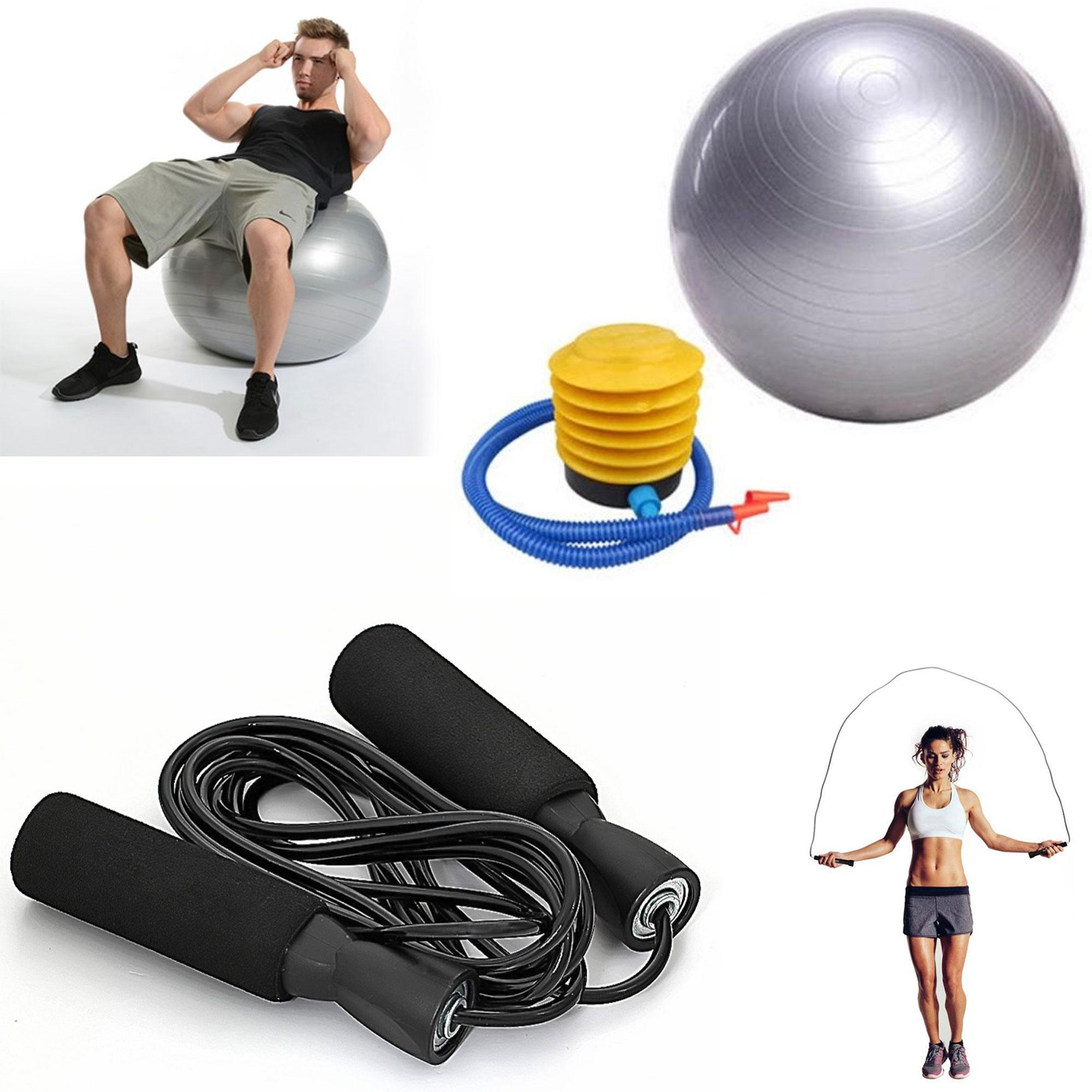 Gym Ball (Silver) with Exercise Tool Boxing Skipping Jump Rope Adjustable Bearing Speed Fitness (Black) Gym Ball (Silver) with Exercise Tool Boxing Skipping Jump Rope Adjustable Bearing Speed Fitness (Black)