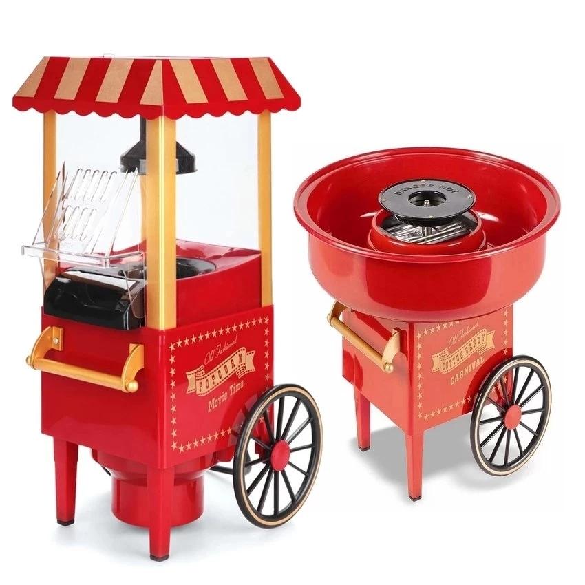 Old Fashioned Popcorn Movie Time Maker (red) With Carnival Cotton Candy Maker By Town Shop.