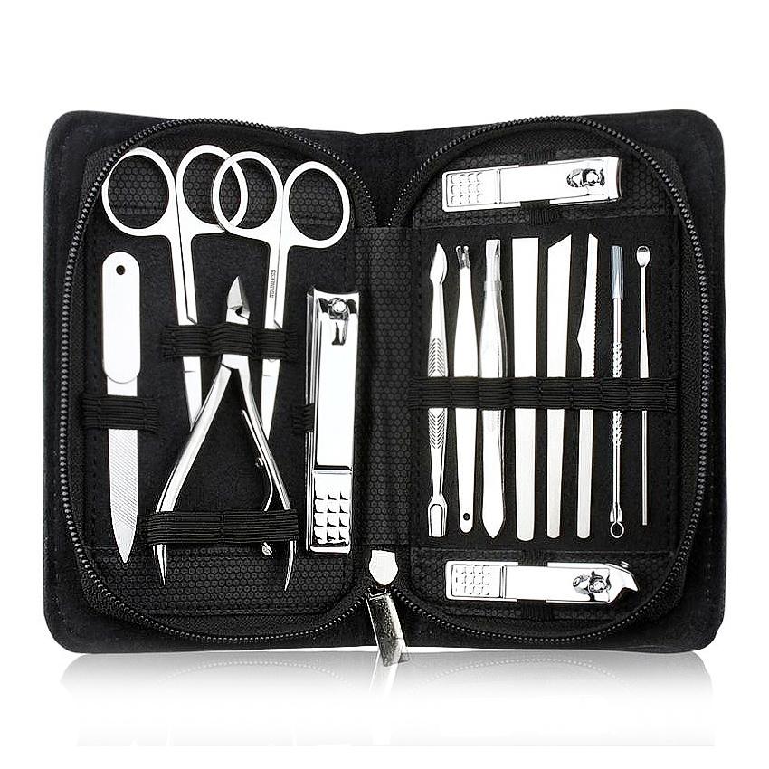 Wholesale 15pcs/set Nail Clippers Manicure Pedicure Kits Professional Stainless Steel Nail Care Tool Sets with Black case Philippines