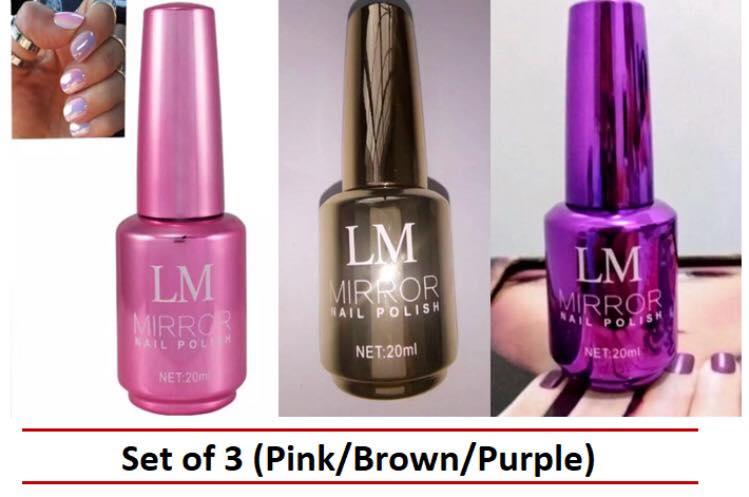 LM Mirror Nail Polish, Set of 3 (Pink/Brown/Purple) Philippines