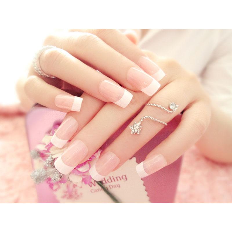 24 Pcs Fashion Simple Fake Nails Sticker French Acrylic False Nail Tips with 2g Glue Philippines