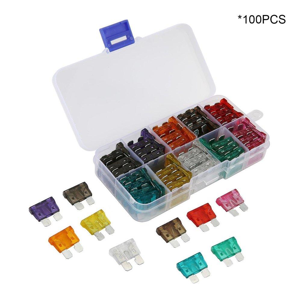 ELEC 100pcs/set Standard Blade Fuse For Automotive Car Boat Truck Assortment Set