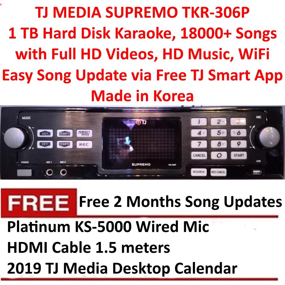 TJ Media Supremo TKR-306P 1 TB Hard Disk Karaoke with 18000 English and OPM Songs, Full HD Videos, WiFi Ready