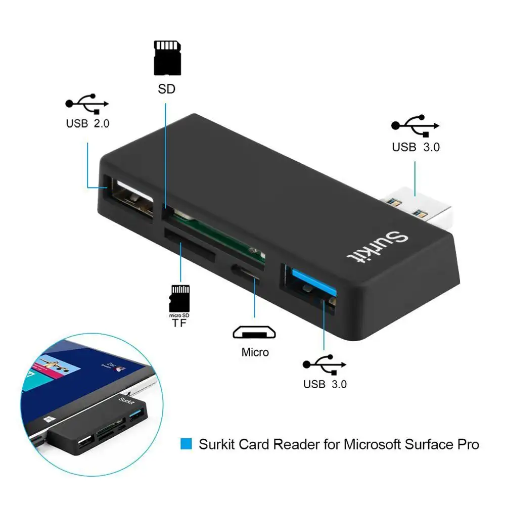 Xi For Microsoft Surface Pro 3 4 High Speed Usb 3 0 Transport And Usb 2 0 For Mouse Or Keyboard With Sd Hc Card Slot And Tf Card Reader Lazada Ph