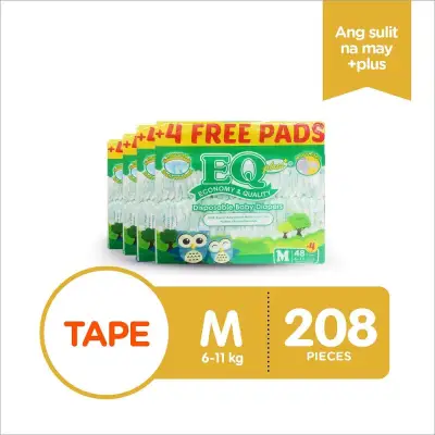 EQ Plus Jumbo Pack Medium (6-11 kg) - 48 pcs x 4 packs (192 pcs) - Tape Diaper