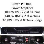 Crown PR-1000 1000W X 2  RMS Power Amplifier