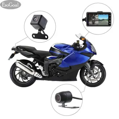 EsoGoal 3 LCD Motorcycle Camera Motor Motorbike Dash Cam Recorder DVR G-Sensor Motor Dash Cam 720P with Dual-track Front Rear Recorder