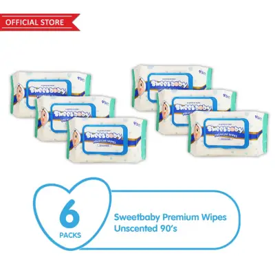 Sweetbaby Premium Wipes Unscented 90s (6 packs)