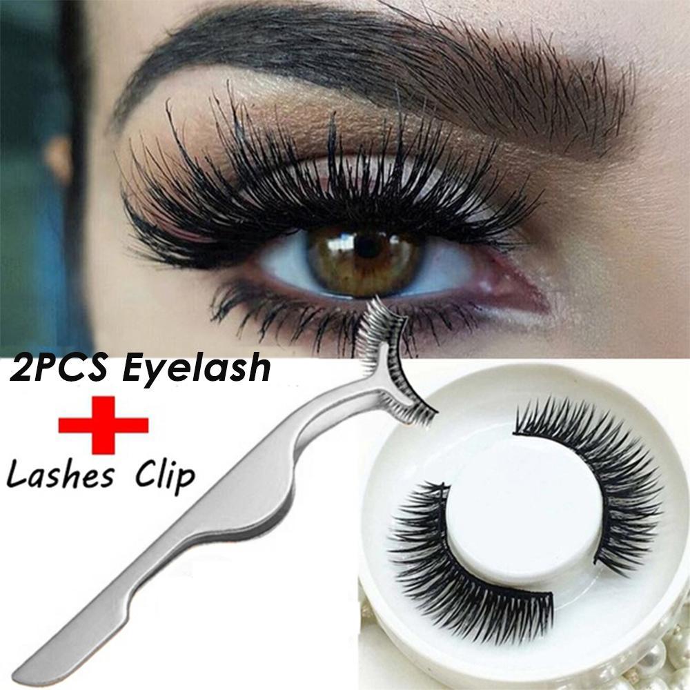 niceEshop 2 Pcs 3D Eyelashes False Eyelashes With Eye Lashes Makeup Kit + 1Pcs False Eyelash Clip - intl Philippines