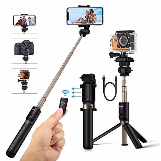 Selfie Stick Bluetooth Extendable Selfie Stick with Wireless Remote and Tripod Stand Selfie Stick for iPhone X /iPhone 8 /8 Plus/iPhone 7/iPhone 7 Plus/Galaxy Note 8/S8 /S8 Plus/Google ios and Android More Selfie Stick Bluetooth Extendable Selfie Stick with Wireless Remote and Tripod Stand Selfie Stick for iPhone X /iPhone 8 /8 Plus/iPhone 7/iPhone 7 Plus/Galaxy Note 8/S8 /S8 Plus/Google ios and Android More