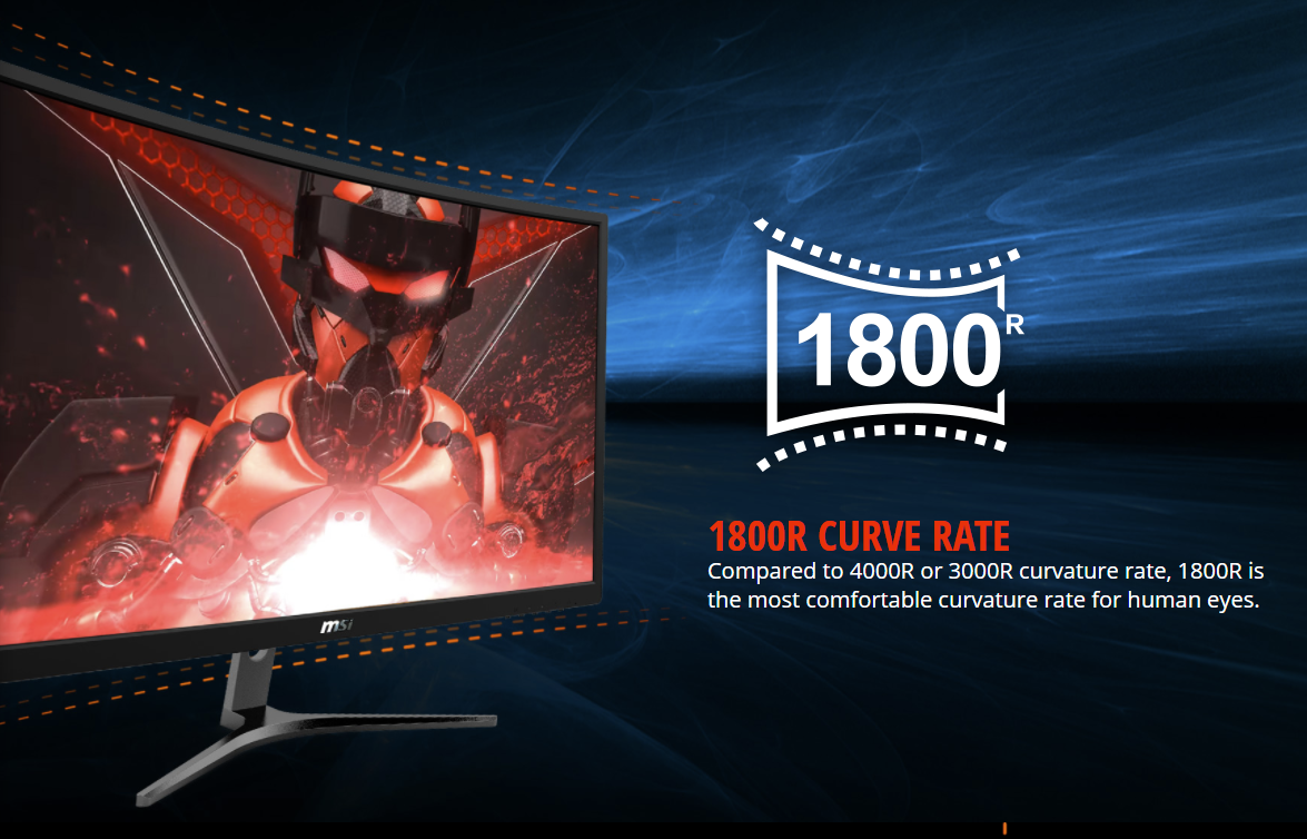MSI Full HD FreeSync Gaming Monitor 24" Curved Non-Glare 1ms VA LED Wide Screen 1920 X 1080 75Hz Refresh Rate - Optix G241VC