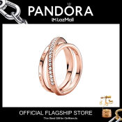 Pandora Diamond Pavé Interlaced Three Ring Silver Ring