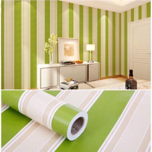 Sc Wall Sticker Stripes Green 45cm X 10m High Quality Self Adhesive Waterproof Pvc Wallpaper Sticker