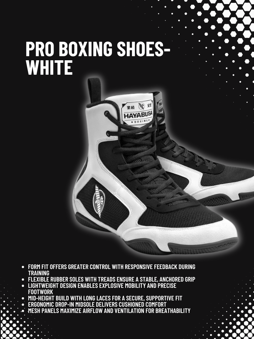 HAYABUSA Pro Boxing Shoes White Mid Height Boxing Shoes Flexible