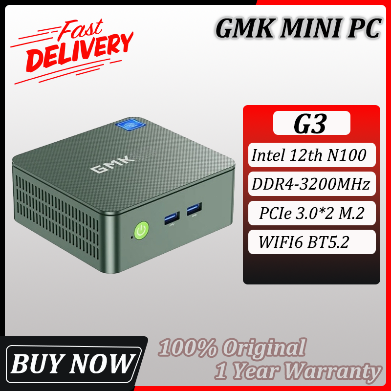 GMK G3 Mini PC, Intel N100, Windows 11 Pro, 1 Year Warranty