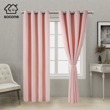 Socone Elegant Plain Black Out Window Bedroom and Living Room Curtain with Rings 1245