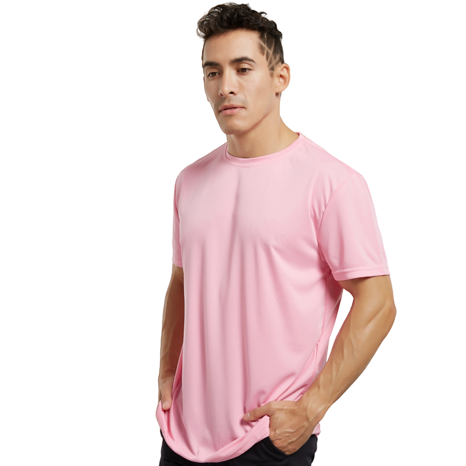 Active-Dry Shirts T Shirts Pink Plain Shirts Dri Fit Dryfit Sportswear  Round Neck Tees Jogging Gym Workout Clothes Training Running