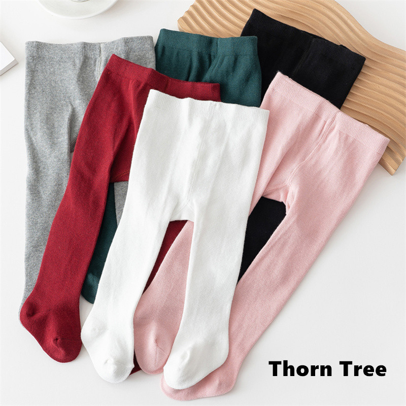 Thorn Tree Newborn Baby Girls Elastic Waist Solid Color Stockings Slim Fit
