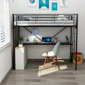 High Load-bearing Loft Bed Frame with Office Dormitory Bed, 190CM 