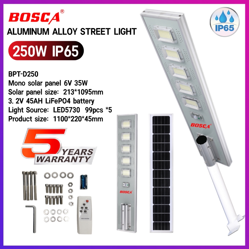 Bosca Solar Street Light with Remote Control - 250W