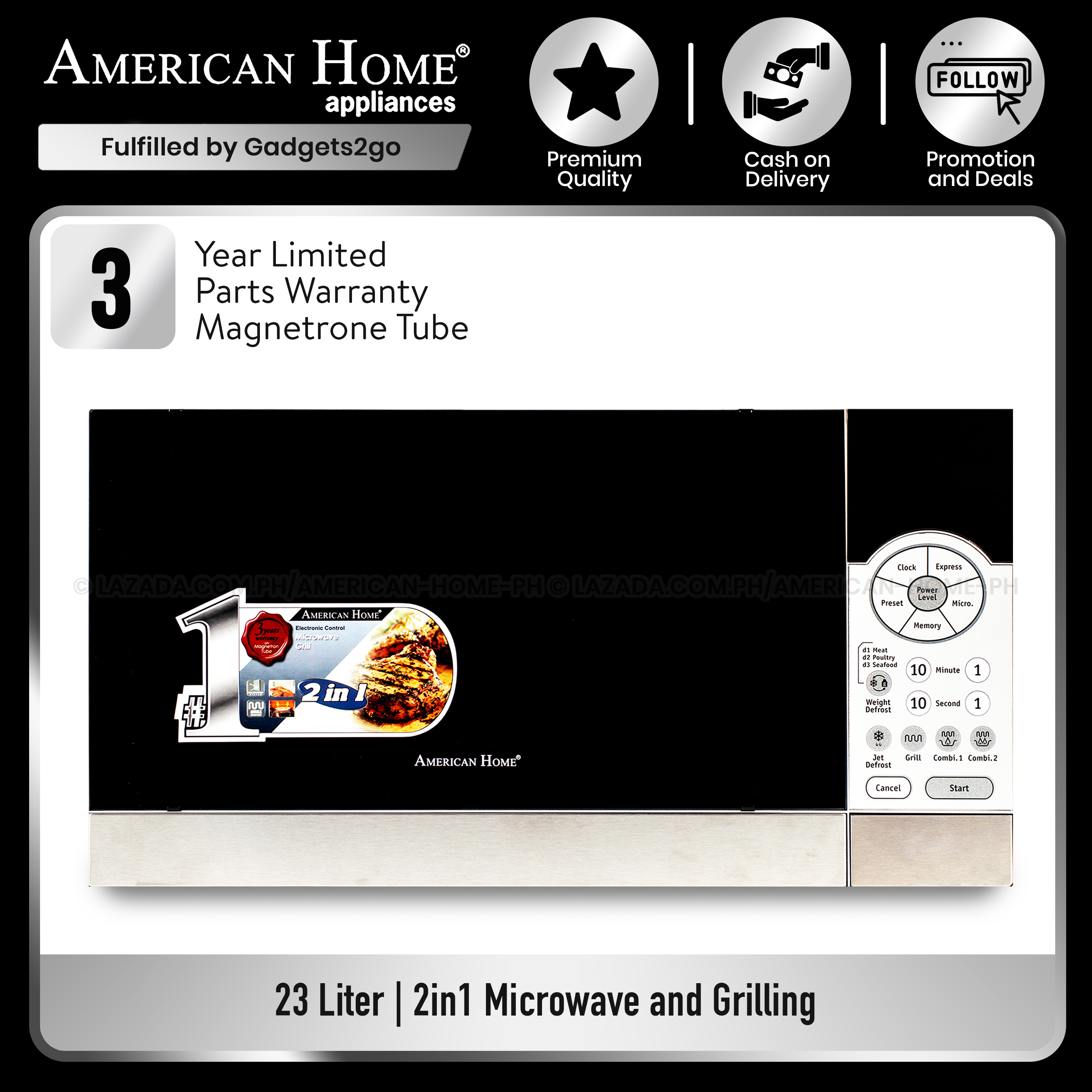 American Home 20L Mechanical Microwave Oven AMW 25 Countertop Microwave With Easy Clean Non Inverter Microwave With 3 Years Warranty Lazada Lazada PH
