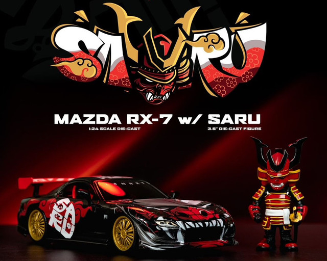 Jada Toys® 1:24 Scale 1993 Mazda RX-7 w/ Saru Figure Lab Monkeys