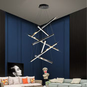 LED Line Chandelier for Modern Duplex Living Room - 