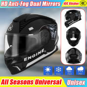 2024 Full Face Motorcycle Helmet with Dual Mirror and Anti-Fog