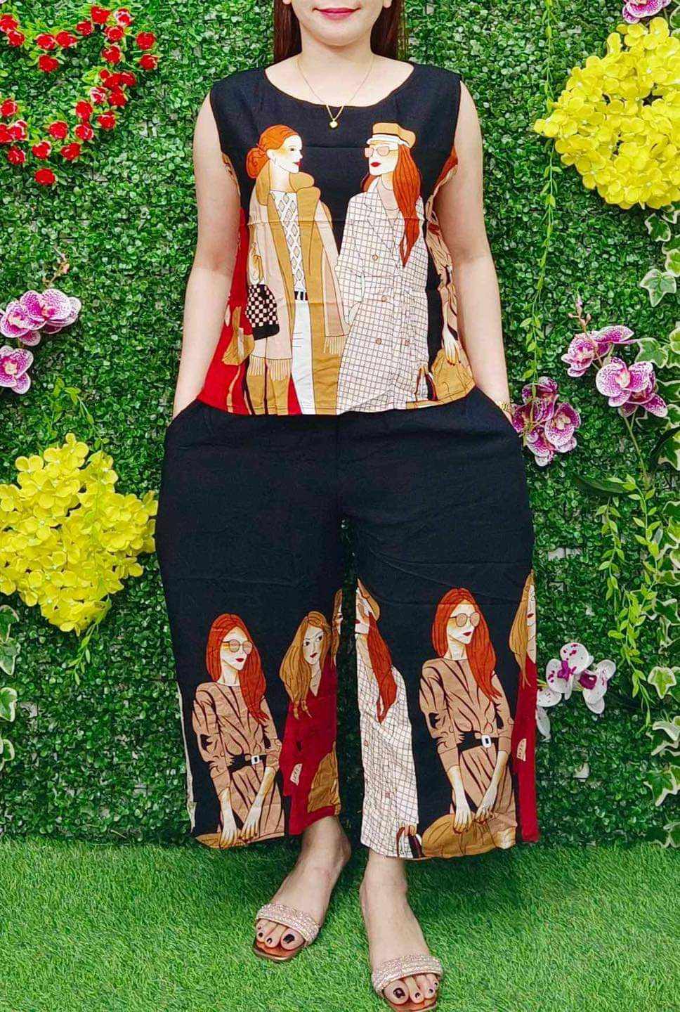 PLUS SIZE PRINTED SLEEVELESS SQUAREPANTS CHALLIS UP TO 3XL - Image 3