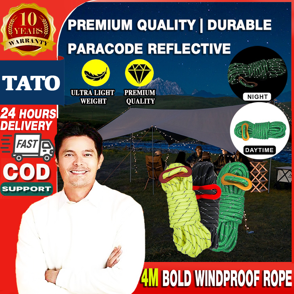 Camping Rope Pp With Wood Buckle Windproof Reflective High Strength Camping  Rope Cord For Outdoor Fixing