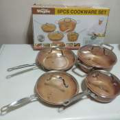 Migas Copper Ceramic Non-Stick Cookware Set with Glass Lid