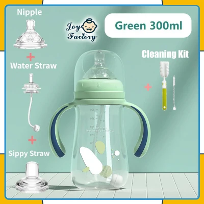Baby's Bottle 1 Cup 3 Uses Silicone Nipples Sippy Straw Water Straw BPA Free Nursing Bottle Feeding Bottle Water Sippy Cup For Newborn Baby Infant Kids Baby Nursing Feeding Bottle Accessories 240ml 300ml Milk Bottle (13)