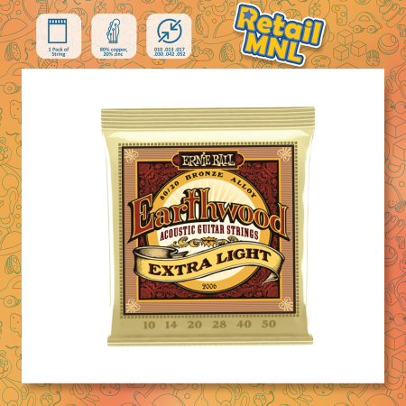 Ernie Ball Earthwood Acoustic Strings - Extra Light, .010-.050