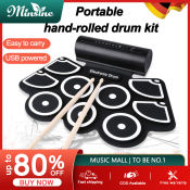 Minsine Portable Electronic Drum Pad Set with Built-in Speakers
