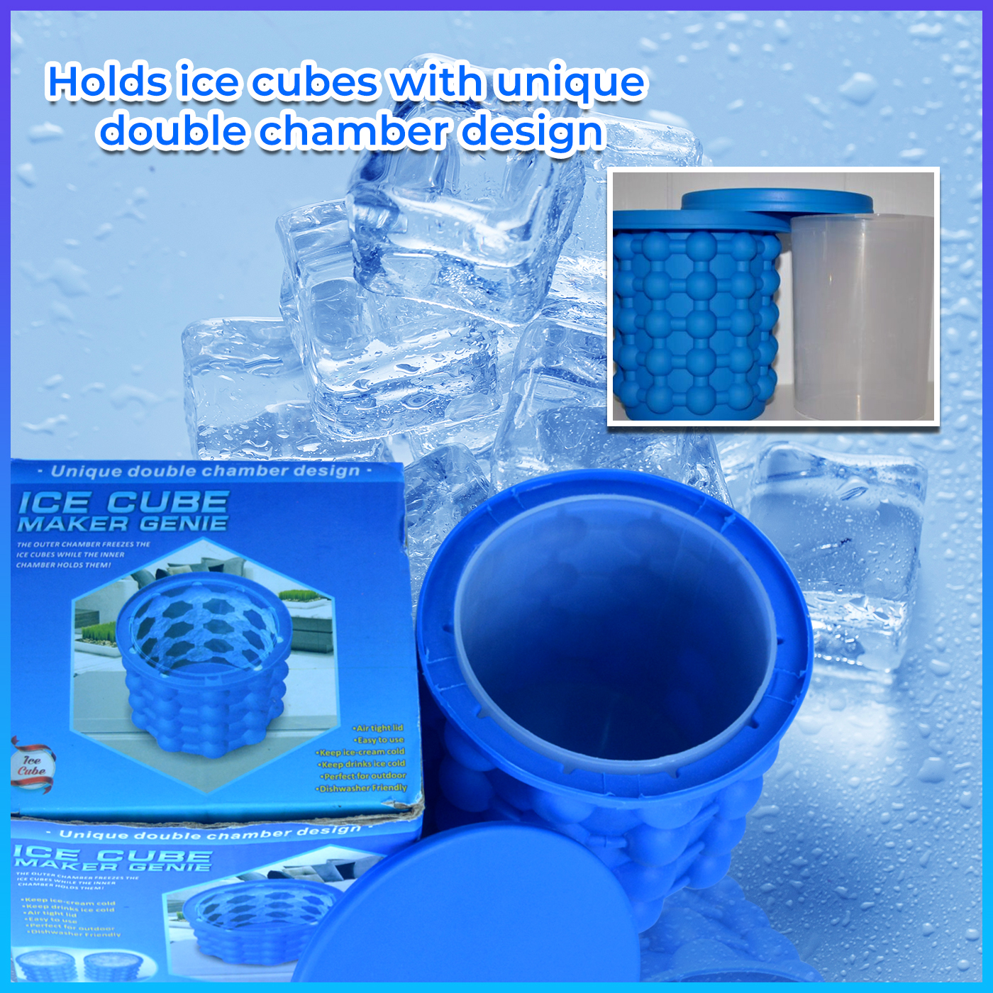 Tiitstoy Ice Cube Maker Silicone Bucket with Lid Makes Small Size Nugget Ice Chips for Soft Drinks,Cocktail Ice,Wine on Ice,Ice Cup Maker Mold, Ice