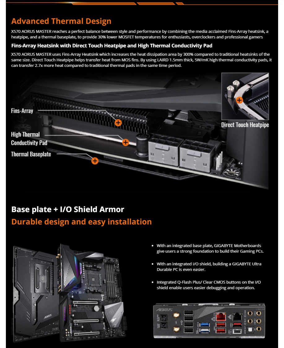 GIGABYTE X570 AORUS MASTER AMD Ryzen 3000 PCIe 4.0 SATA 6Gb/s USB 3.2 AMD X570 ATX Motherboard