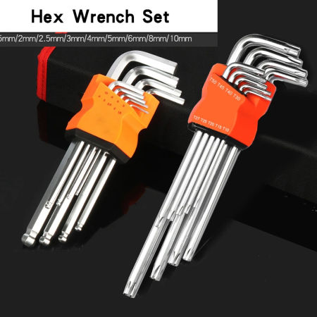 Double-End Hex Wrench Set with Various Head Types