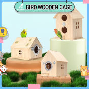 Renna's Bird Wooden Parrot Cage with Anti-Splash Protection