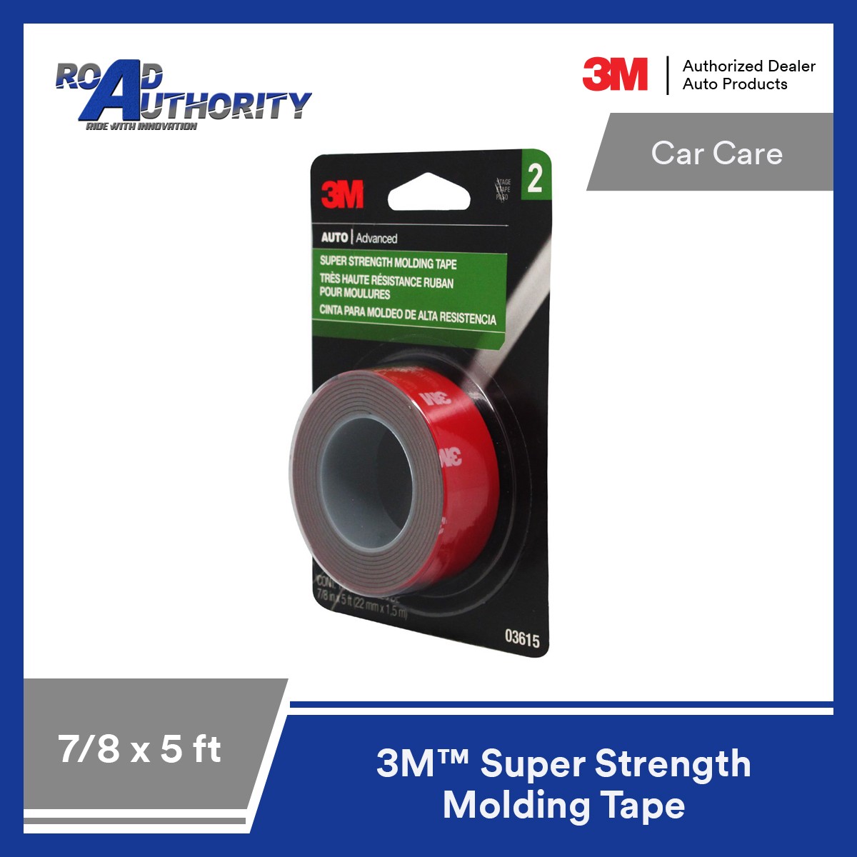 3M Auto Molding Tape, 1/2-in x 15-ft