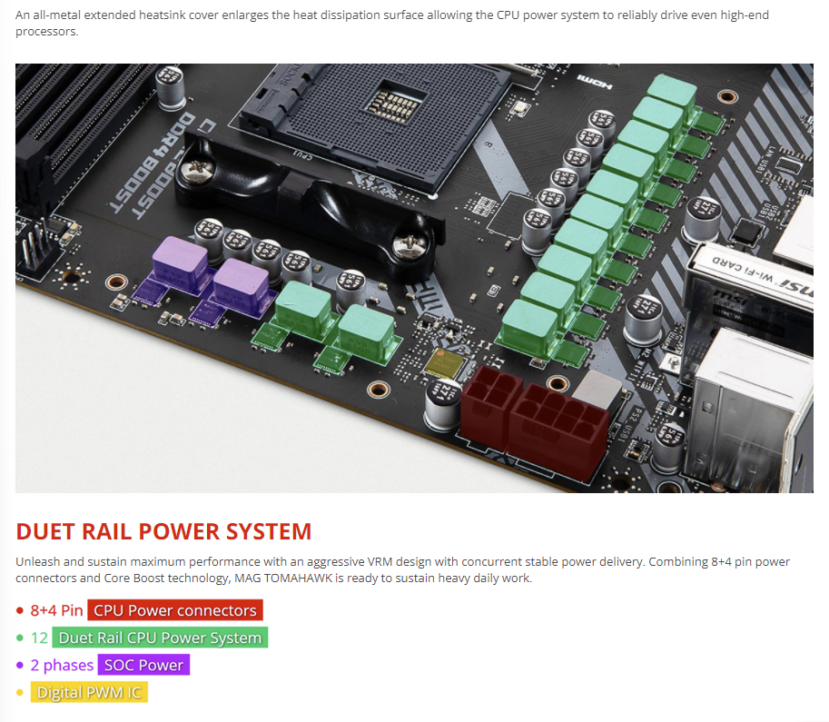 MSI MAG X570S TOMAHAWK MAX WIFI 6e 2.5G LAN Realtek® ALC4080 AM4 AMD X570 SATA 6Gb/s ATX AMD Motherboard **New and improved without Heatsink Fan**