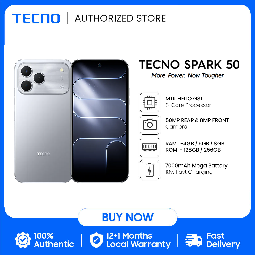 [3 Months 0% LazPayLater] TECNO Spark 50 4G Smartphone (4/256GB, 4/128GB) / Helio G81 Processor / 6.78" 120Hz Smooth Display / 7000mAh Mega Battery / 18W Fast Charging / 50MP AI Camera - Image 3