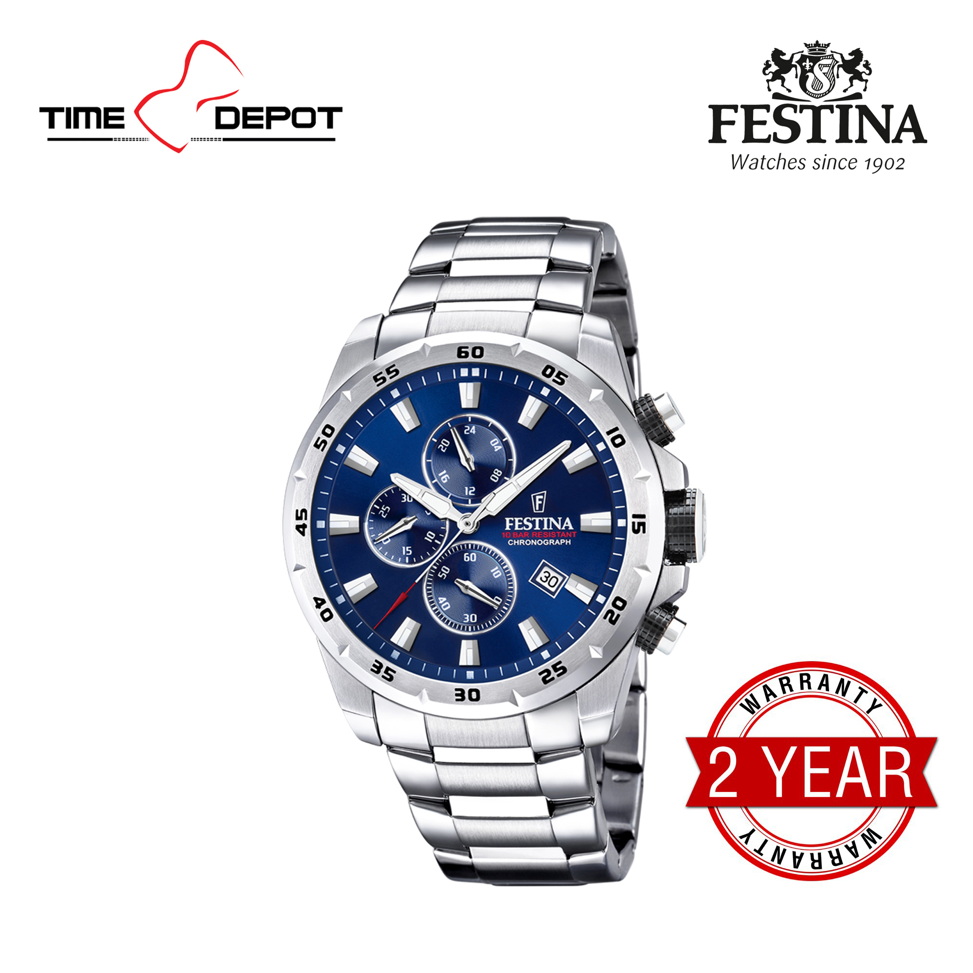 Festina F20445 3 Multifunction Silver Stainless Steel Strap Watch For Men Lazada PH