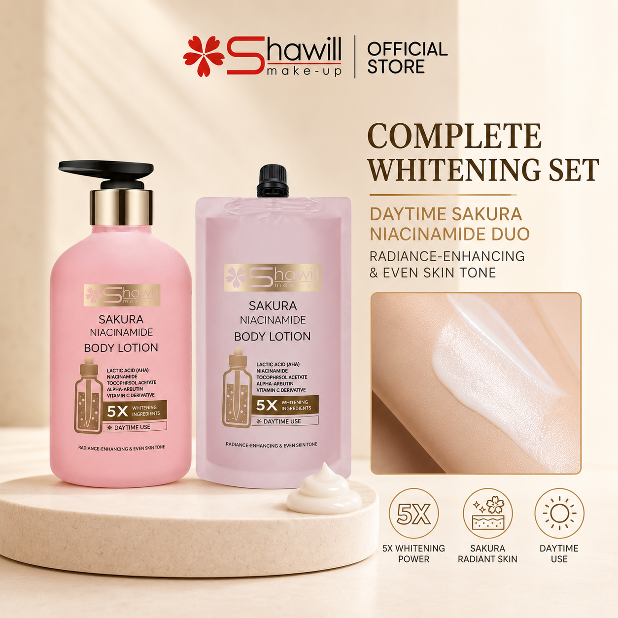 Shawill Sakura Niacinamide lotion for body lotion whitening Sakura