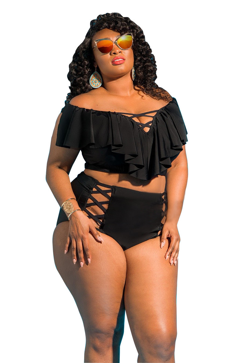 Plus Pineapple Off The Shoulder Frill Swimsuit, 41% OFF