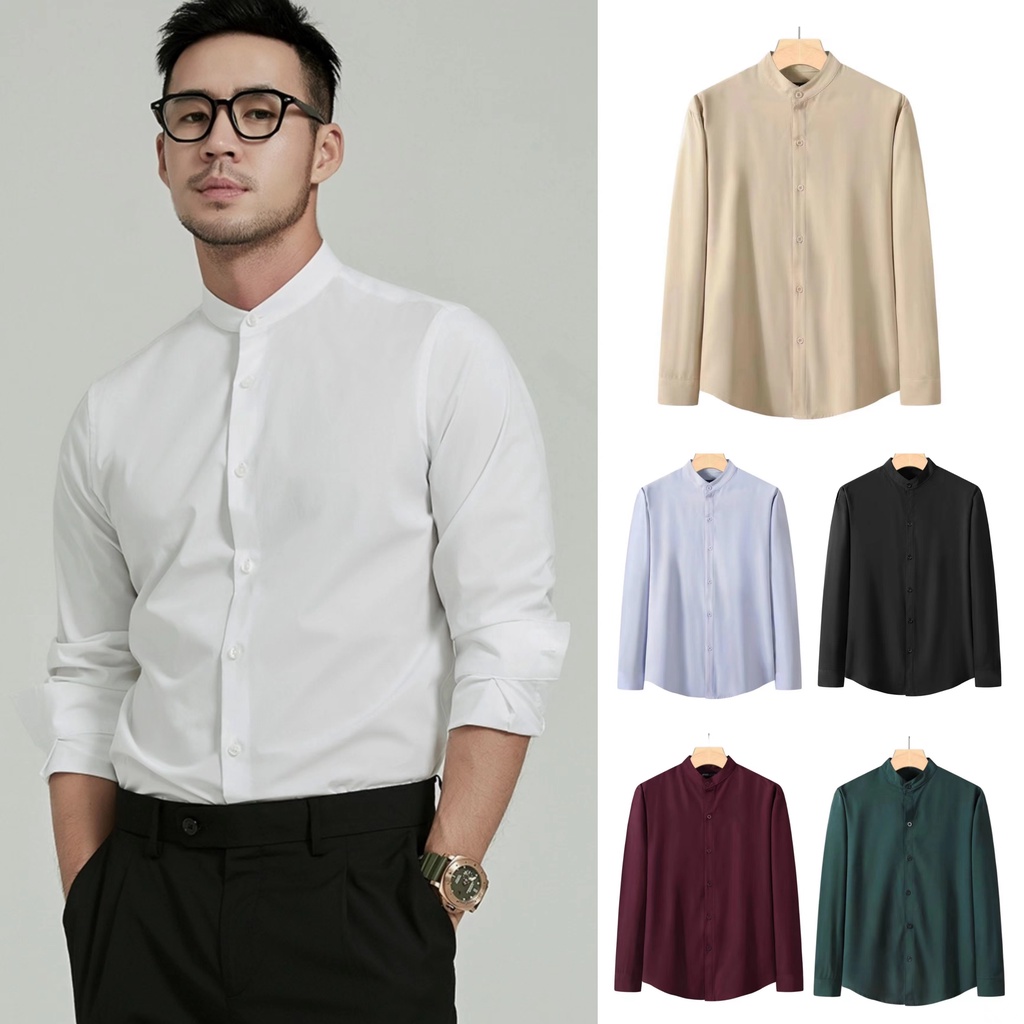 Chinese collar long sleeve polo sale