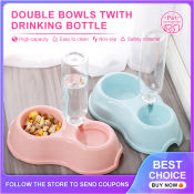 Pet Cat Dog bowl 2 in 1 Feeder Bowl / Drinking Bottle Full Set Puppy Kitty Food Bowls Water Bowls