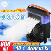 Portable Mist Fan with 7 Colors LED Light for Office