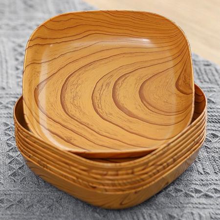 Wooden Design Square Plate Set by Kitchenware Co