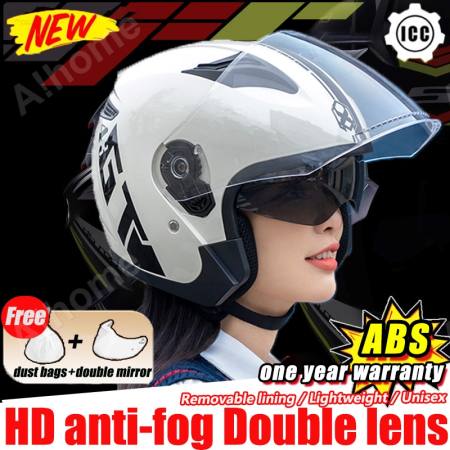 ICC Double Mirror Half Face Motorcycle Helmet for Men/Women