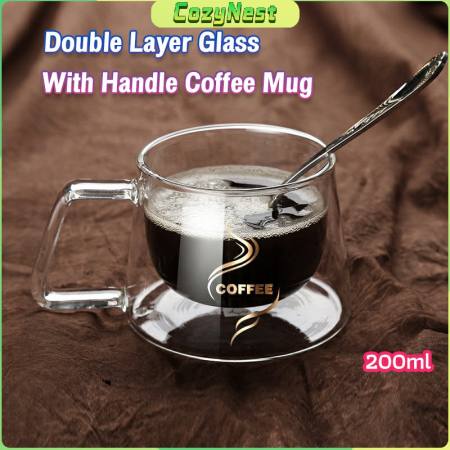 C.N. Double Layer Heat-Resistant Coffee Glass Mug, 200ml